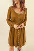 Button Up High Waist Long Sleeve Dress