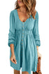 Button Up High Waist Long Sleeve Dress