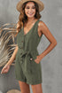 Button V Neck Romper With Belt