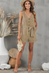 Button V Neck Romper With Belt