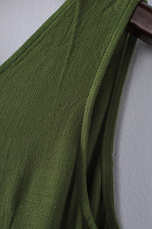 Button V Neck Romper With Belt