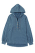 Buttoned High And Low Hem Hoodie