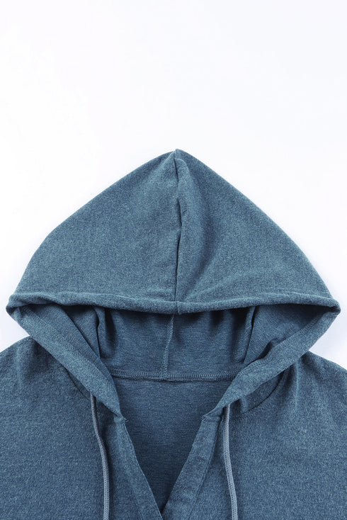 Buttoned High And Low Hem Hoodie