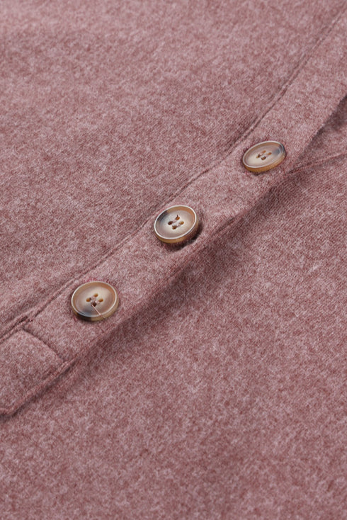 Buttoned High And Low Hem Hoodie