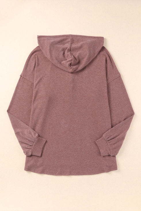 Buttoned High And Low Hem Hoodie