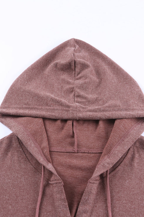 Buttoned High And Low Hem Hoodie