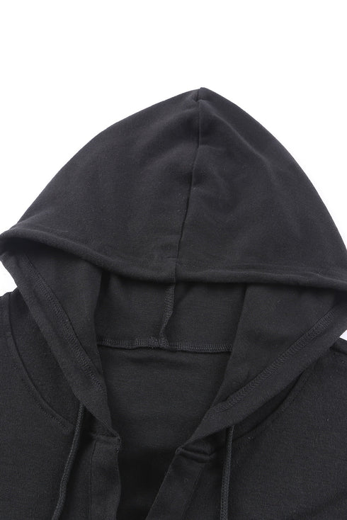 Buttoned High And Low Hem Hoodie