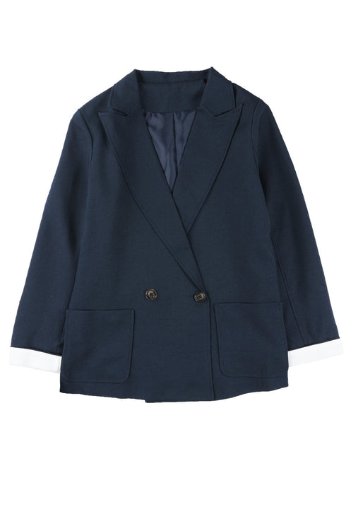 Buttoned Lapel Collar Blazer With Pocket