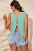 Buttoned Open Back Rib Knit Tank Top