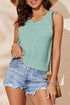 Buttoned Open Back Rib Knit Tank Top