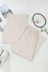 Buttoned V Neck Tank Top Wide Leg Pant Set
