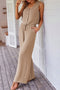Buttoned Vest Drawstring Wide Leg Pants 2pcs Set