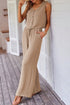 Buttoned Vest Drawstring Wide Leg Pants 2pcs Set