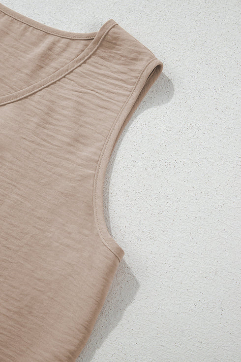 Buttoned Vest Drawstring Wide Leg Pants 2pcs Set