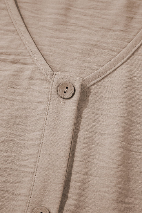 Buttoned Vest Drawstring Wide Leg Pants 2pcs Set