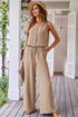 Buttoned Vest Drawstring Wide Leg Pants 2pcs Set