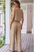 Buttoned Vest Drawstring Wide Leg Pants 2pcs Set