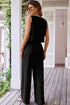 Buttoned Vest Drawstring Wide Leg Pants 2pcs Set