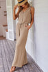 Buttoned Vest Drawstring Wide Leg Pants 2pcs Set