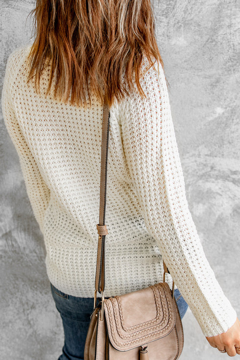 Buttoned Wrap Turtleneck Sweater