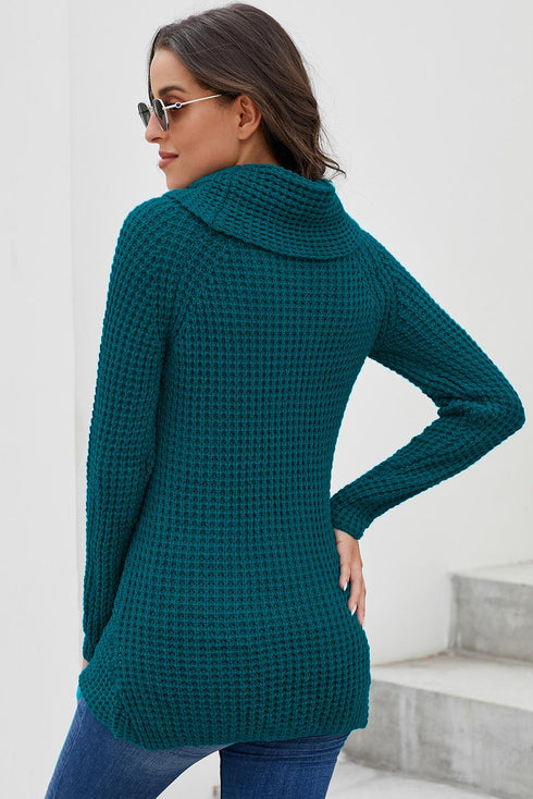 Buttoned Wrap Turtleneck Sweater
