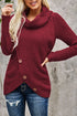 Buttoned Wrap Turtleneck Sweater