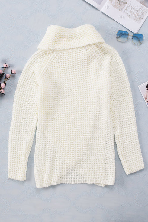 Buttoned Wrap Turtleneck Sweater