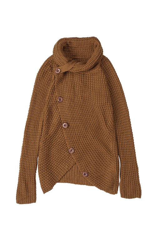 Buttoned Wrap Turtleneck Sweater