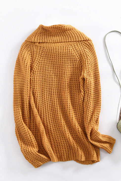 Buttoned Wrap Turtleneck Sweater