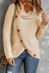 Buttoned Wrap Turtleneck Sweater