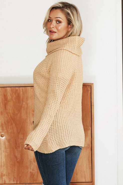Buttoned Wrap Turtleneck Sweater