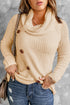 Buttoned Wrap Turtleneck Sweater