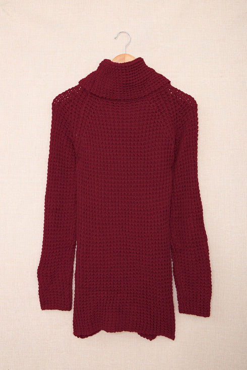 Buttoned Wrap Turtleneck Sweater