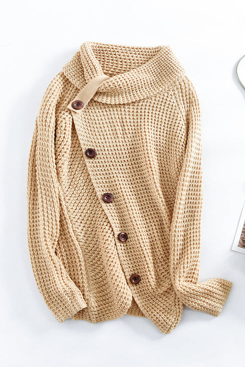 Buttoned Wrap Turtleneck Sweater