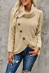 Buttoned Wrap Turtleneck Sweater