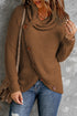 Buttoned Wrap Turtleneck Sweater