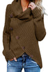 Buttoned Wrap Turtleneck Sweater
