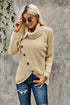 Buttoned Wrap Turtleneck Sweater
