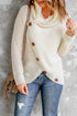 Buttoned Wrap Turtleneck Sweater