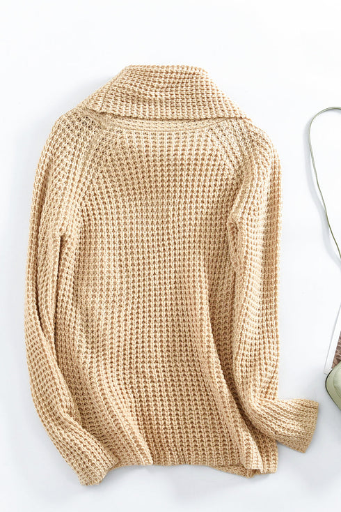 Buttoned Wrap Turtleneck Sweater