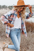 Casual Plaid Print Flap Pocket Button Down Shacket