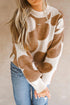 Abstract Floral Print Mock Neck Knit Sweater