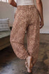 Leopard Print Drawstring Waist Patch Pockets Pants