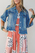 Western Ruffle Hem Raw Edge Half Sleeve Denim Jacket