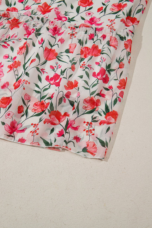 Floral Square Neck Puff Sleeve Ruffle Maxi Dress