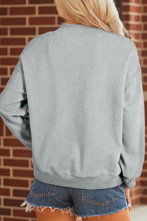 Sequin Pumpkin Face Graphic Mock Neck Sweatshirt