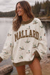 Mallard Letter Print Western Baggy Pullover Sweatshirt