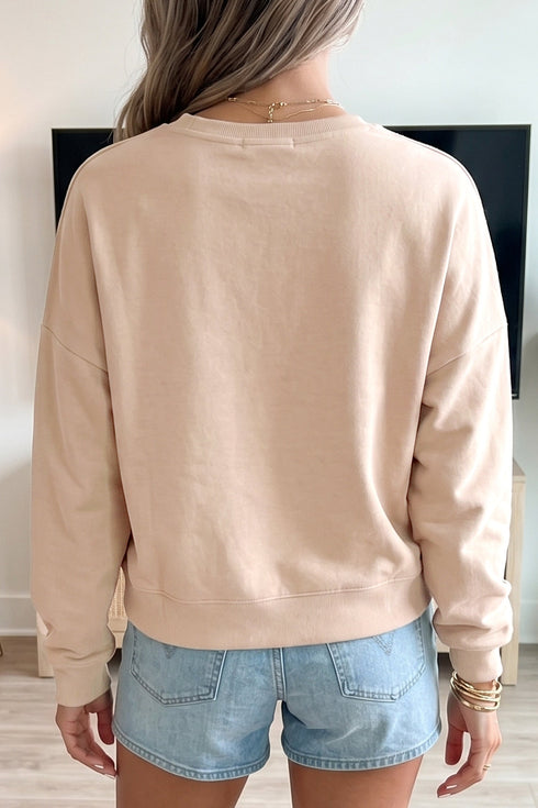 Horseshoe Embroidered Patch Graphic Drop Shoulder Sweatshirt