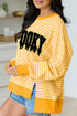 Spooky Slogan Stripe Split Hem Long Sleeve Sweatshirt