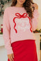 Drop Shoulder Round Neck Towel Embroidery Slogan Pullover Sweater